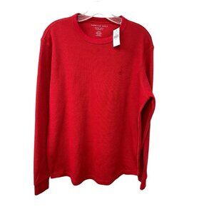NWT American Eagle Outfitters Red Long Sleeve Super Soft Waffle Knit Shirt M